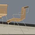 Modern Leisure Chair 3D Model Design With Metal Frame And Wooden Seat Structure
