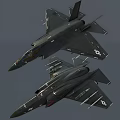 Two Dark Green Fighter Jets 3D Model With Detailed Design And Side View 3d model