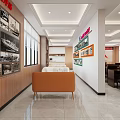 Bright Spacious Party Building Meeting Room With Neat Wooden Chairs And Cultural Display Walls