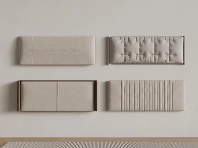 Light Gray Upholstered Headboards With Various Designs And Wooden Frames 3d model