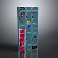 Metal Lockers With Graffiti Art Open Door Pink Interior Smiley Face And Stars Design