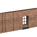 Red Brick Building Exterior Wall With Arched Window And Classic Design