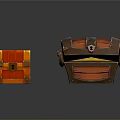 Orange Wooden And Decorative Metal Accent Chests With Clasps And Golden Lining