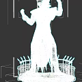 3D Character Model in Armored Suit With Fists Raised on Spiked Stone Pedestal