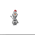Frozen Movie Character Olaf Wearing Santa Hat With Carrot Nose Smiling And Waving