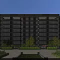 Modern High Rise Residential Building With Glass Windows And Lush Greenery Surroundings