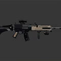 Modern Tactical Assault Rifle With Black And Tan Finish Attached Scope And Tactical Magazine