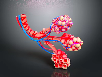 3D Rendered Biomedical Structure with Blood Vessels and Cell Clusters 3d model