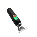 Black Electric Shaver With Green Button And Stainless Steel Shaving Head