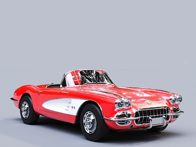 American Retro Convertible Car Muscle Car Chevrolet 3d model