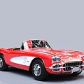 American Retro Convertible Car Muscle Car Chevrolet 3d model