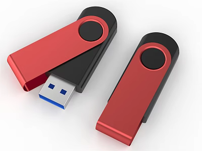 Red And Black USB 3.0 Flash Drives With Sliding Design For Digital Storage Use 3d model