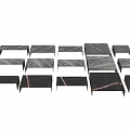 Modular Functional Table With Black Marble Top And Natural Veins Patterns Design 3d model