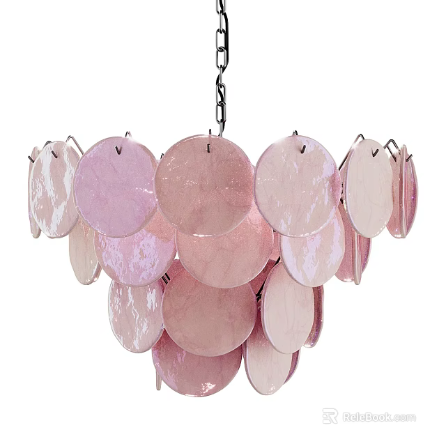 Elegant Modern Ceiling Light With Pink Pearlescent Circular Disc Design 3d model
