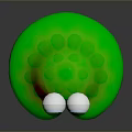 Green Playful Game Movie Character With Big Blue Eyes And Round Shape