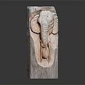 Handcrafted Wooden Elephant Head Carving With Intricate Details And Natural Wood Grain