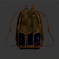 Two Brown Backpacks with Orange Straps and Blue Pockets Vintage Style for Outdoor Travel