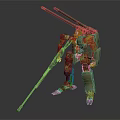 Green Intelligent Machine Mechanical Warrior With Dual Cannons And Long Rifle