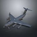 Gray Military Transport Aircraft With Four Engines Large Wings And Tail Emblem 3d model