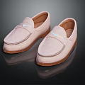 Light Pink Suede Loafers For Women With Casual Fashion Design And Comfortable Brown Sole
