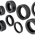 Different Types of Vehicle Tires Featuring Various Tread Patterns And Sizes