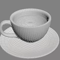 Cafe Serving Black Coffee In White Cup On White Saucer 3d model