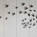 Modern Bird Shaped Wall Decor With Black Gold White Circular Spiral Patterns On Light Walls