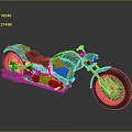 Custom Camouflage Pattern Motorcycle With Red Seat Chrome Parts And Large Wheels
