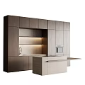 Modern Kitchen Interior With Dark Light Wood Cabinets Counter And Oven