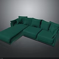 Modern Green L Shaped Sofa With Plush Cushions For Living Room Design