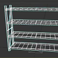 Four Tier Display Shelf With Blue Frame And Orange Shelves For Retail Use