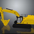 Yellow Crawler Excavator Construction Vehicle With Black Tracks And Cab