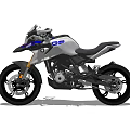 Silver Adventure Motorcycle With Blue Accents Sleek Sporty Design And Off Road Tires
