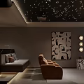 Modern Dining and Living Room Interior With Pendant Light Sofa And Decorative Wall