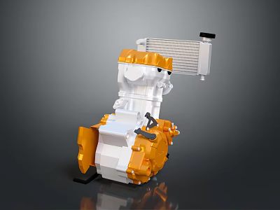 Automotive Tire With Orange White Hub And Metal Structural Components Design 3d model