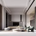 Modern Duplex Living Room Interior Design With Spacious Layout Sofa Coffee Table And Decorative Painting