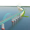 Modern Cable Stayed Bridge Design With Twin Towers Spanning Calm Water Surface 3d model