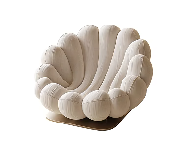 Stylish Shell Shaped Bean Bag Chair With Soft Plush Rounded Cushions And Stable Base 3d model