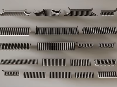 Traditional Architectural Roof Components Featuring Various Design Styles And Structures 3d model