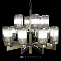 Modern Illuminated Chandelier With Cylindrical Glass Shades And Metallic Frame Design