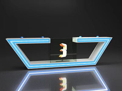 Modern Activation Device With Blue Lighting Geometric Frame And Central Component 3d model