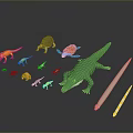 Toy Animal Characters And Reptile Creature Models Including Dinosaur Turtle Crocodile And Small Lizards