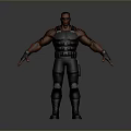 A Man In Tactical Vest With Orange Arm Patterns And Arms Outstretched