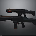 Futuristic Sci Fi Weapon Design With Two Black Guns And Red Accents