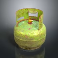 Green Rusted LPG Cylinder Household Item With Metal Handle And Top Valve
