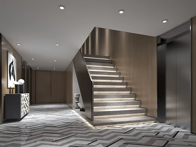 Modern Clubhouse Interior Design With Staircase Elevator And Luxury Decor Elements 3d model