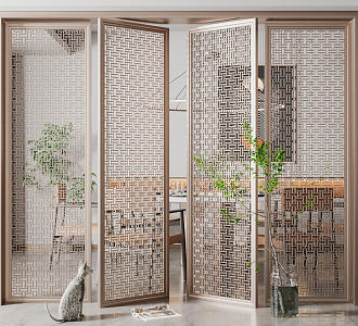 New Chinese-style partition metal rotating partition screen 3d model