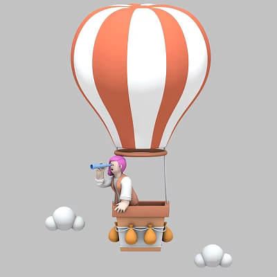 Cartoon Hot Air Balloon Cartoon Traveler Animation Scene 3d model