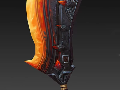 Mythical Flaming Giant Sword With Black Metal Red Gemstone And Decorative Spikes 3d model