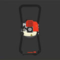 Red And White Gas Powered Earth Auger With Black Handle And Spiral Drill Bit